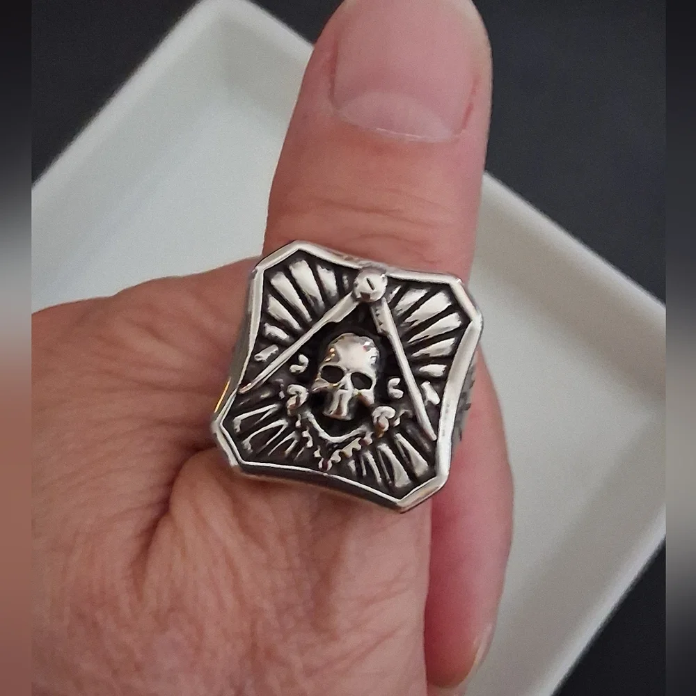 MEN'S SKULL BIKER RING STAINLESS STEEL SIZE 11